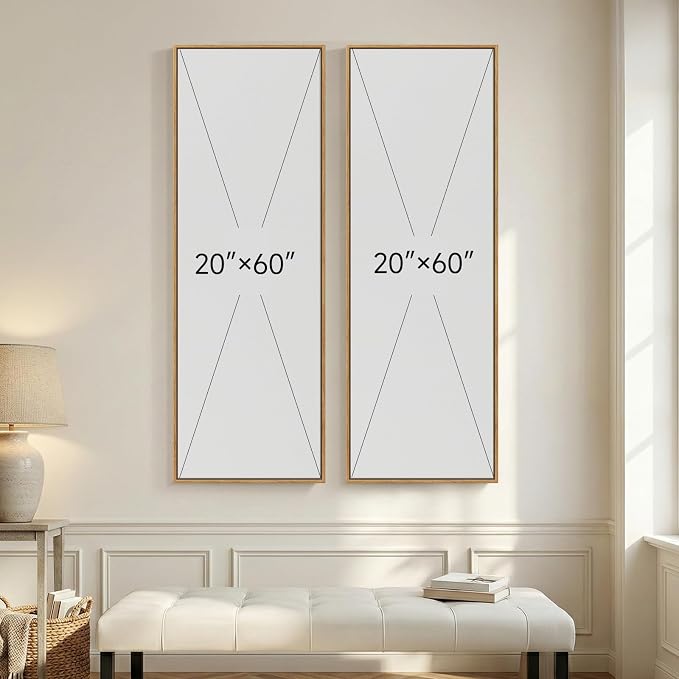 Large Framed Neutral Abstract Long Narrow Wall Art - Image 4