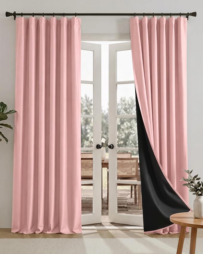 RYB HOME 100% Blackout Pink Curtains by RYBHOME
