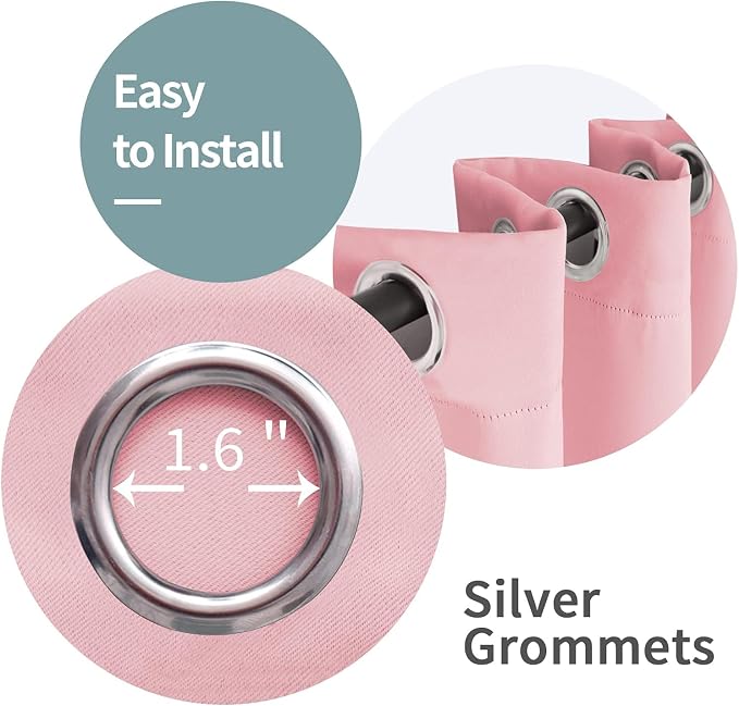 BGment Baby Pink 100% Blackout Curtains - Image 4