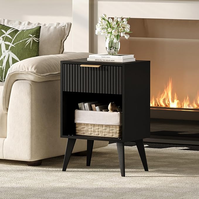 YAUKOMEL Fluted Nightstand by YAUKOMEL