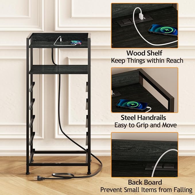 Nightstand with Charging Station, 5 Drawers Dresser - Image 7