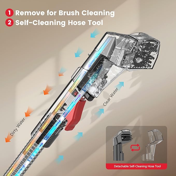 Portable Handheld Upholstery Spot Cleaner Machine, 15Kpa Deep Carpet Cleaner for Pets, Sofa, Couches, Area Rugs and Car, Furniture Cleaner Machine with Versatile Tools & Self-Cleaning System