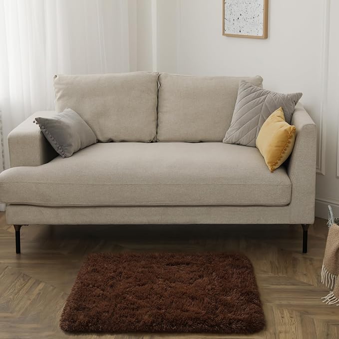 HOMORE Small Rugs for Bedroom 2x3 Feet Brown Rug for Bedside Living Room | Soft - Image 7