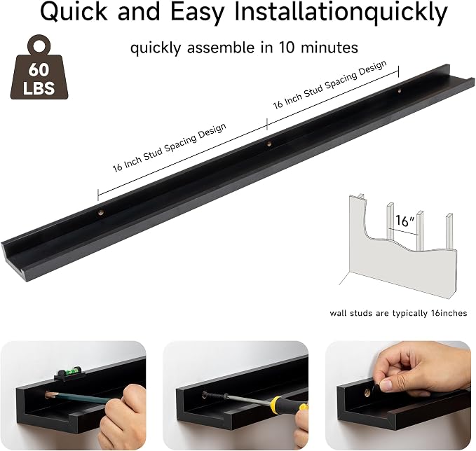 Fun Memories Picture Ledge Shelf, 40 Inch Floating Shelves Set of 2, Large - Image 4