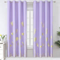 Lilac Blackout Curtains for Bedroom, Room Darkening Gold Palm Tree Pattern by ESTELARTEXTILER
