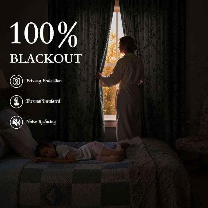 Linen Blackout Curtains for Living Room, W52 x L96, 2 Panels | Elegant Classic - Image 4