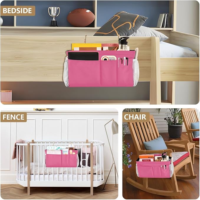 DOMIKING Neon Pink Bedside Caddy - Image 8