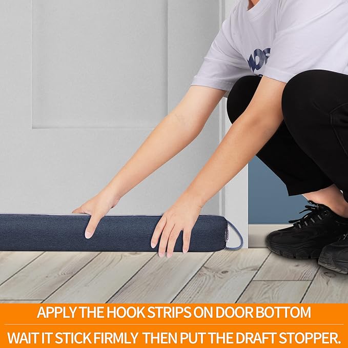 TORRAMI 38" Door Draft Stopper Under Bottom Insulation Noise Air Stopper 2.0LB,Draft Stopper Guard Seal for Doors and Windows - Dark Blue