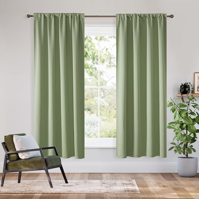 RYB HOME Bedroom Blackout Curtains 72 inches Long, 100% Blackout | Thermal by RYBHOME