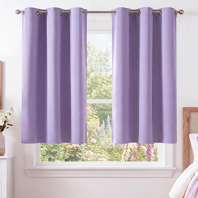 NICETOWN Lavender Purple Room Darkening Curtains 45 Inches Long 2 Panels by NICETOWN
