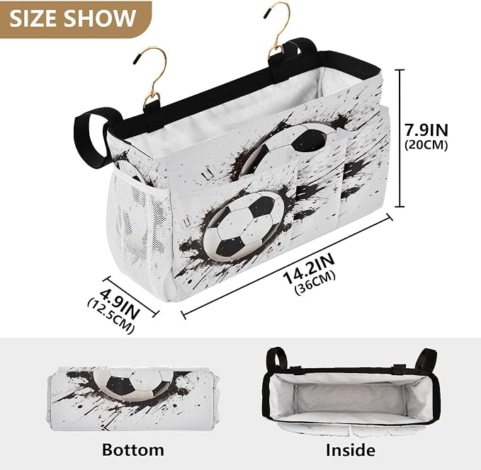 Soccer Ball tag8 Bedside Caddy Storage Bag Bedside Organizer - Image 4