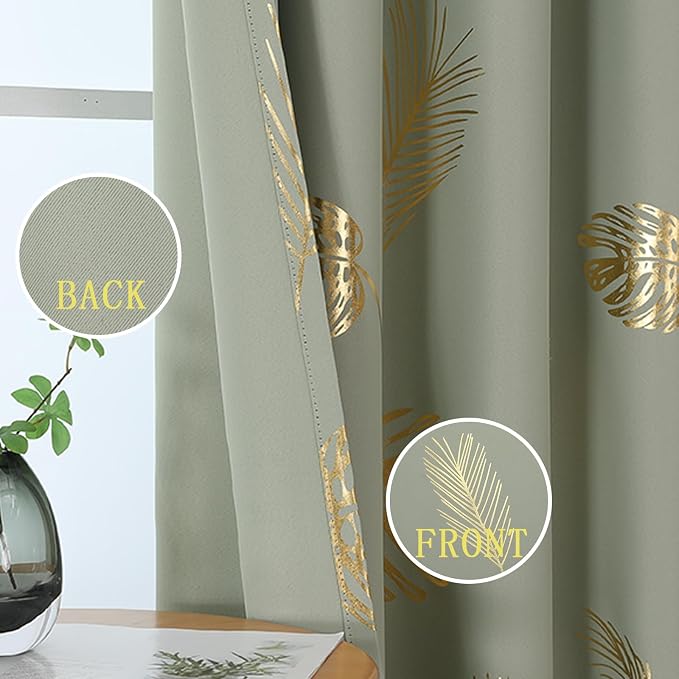 Sage Green Blackout Curtains for Living Room 108 Inch Length 2 Panels Set - Image 4