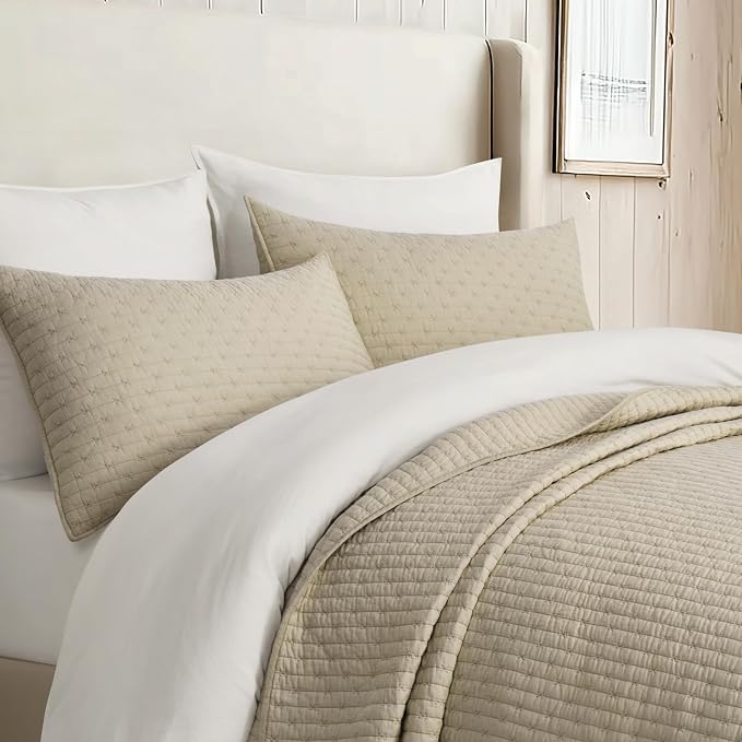 100% Cotton Cross Stitch 3-Piece Quilt Set, Driftwood | Cross Stitch Cotton - Image 2