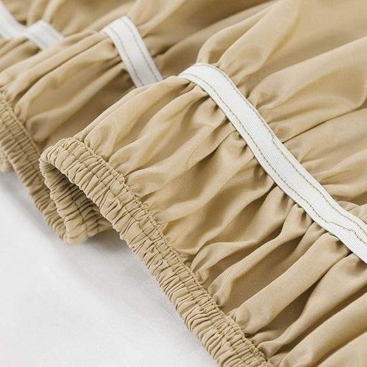 Taupe Wrap Around Bed Skirts with 16" Drop - Three Sides Fabric Adjustable Elastic Dust Ruffle Silky Soft -600 TC Stretchy Bed Skirt-Short Queen(60"X 75") Taupe