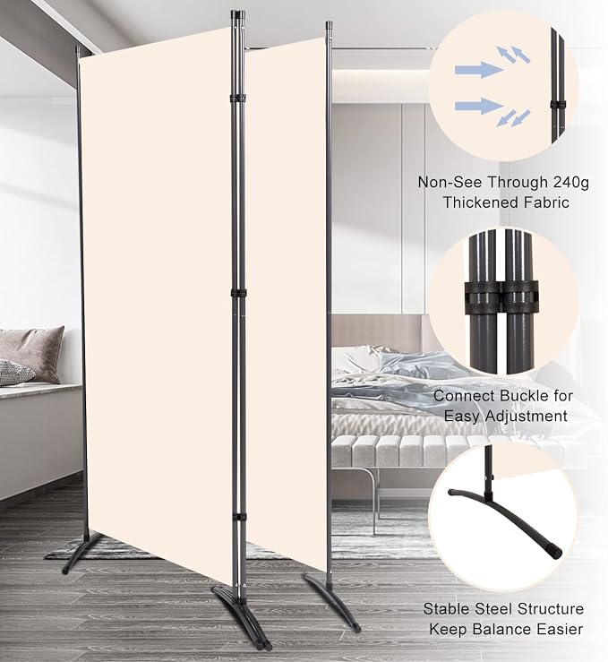 Room Divider 6FT Folding Privacy Screens, 3 Panel Partition Room Dividers | - Image 4