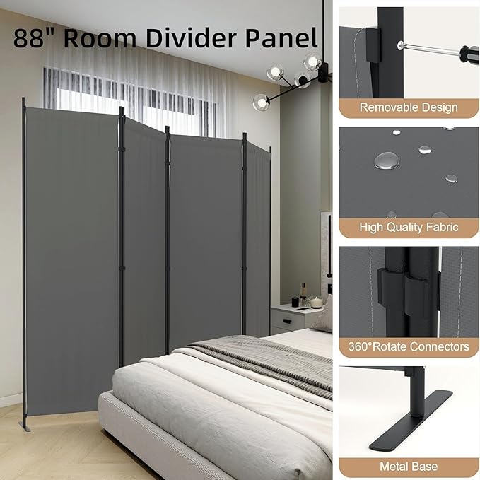 Privacy Screen Room Divider as Dressing Screen 4 Panel Wall Room Divider - Image 5