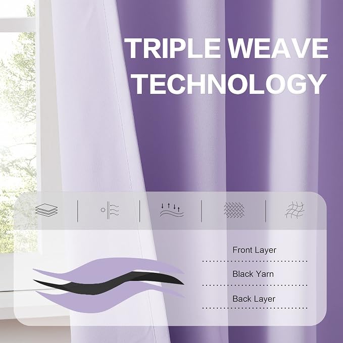 Lavender Curtains Room Darkening Curtains，Rod Pocket and Back Tab Thermal - Image 4