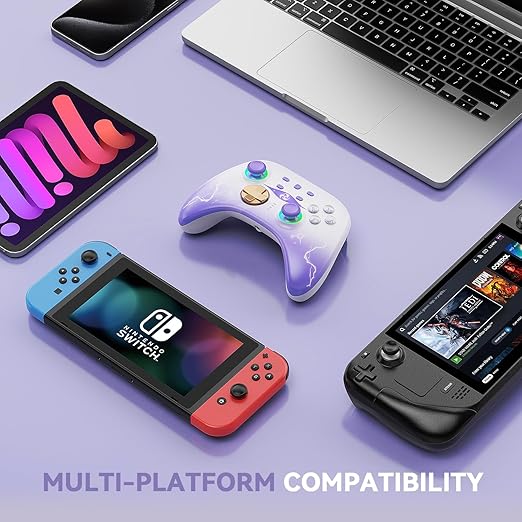 Mytrix Switch Pro Controller with Charging Dock, Wireless Controllers for Nintendo Switch/Switch 2/OLED, Hall Effect Joystick/Trigger, RGB Lighting, Turbo/Macro Button, for PC, iPad - Raiden Design