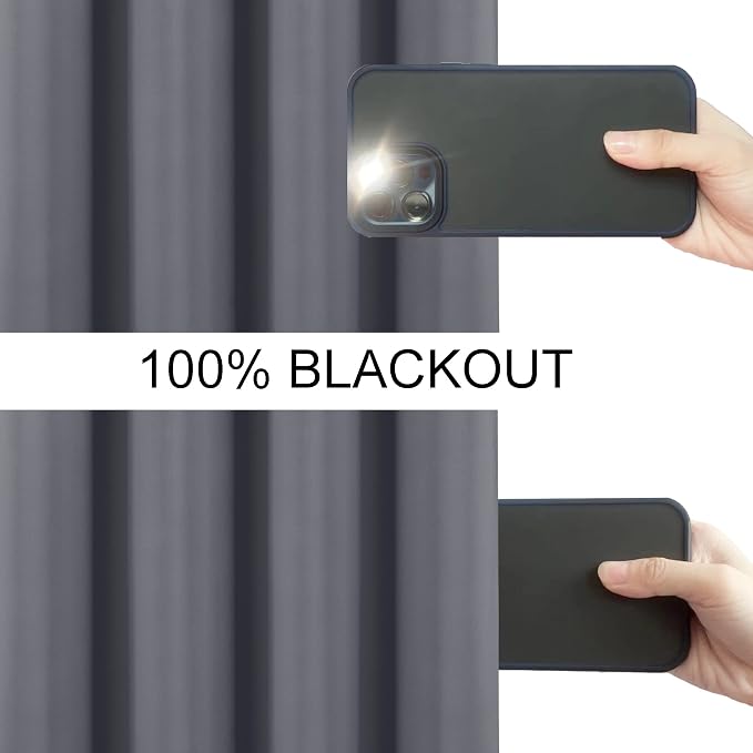 100% Blackout Curtains 52 x 84 Inch/Grey Curtains 2 Panels - Image 3