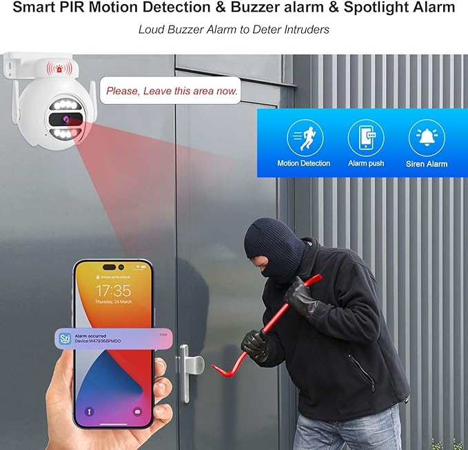 [Auto Tracking Alert 360° PTZ & 2-Way Audio] 8CH Plug&Play Wireless Cameras for Home Security, 4x1920P 5MP IP67 IR&Full Color Night Vison AI Motion Detection, 500G HDD 24/7 Recording Remote Control