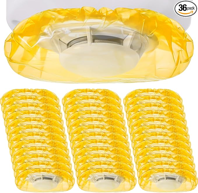 Gueevin 36 Pcs Smoke Detector Cover Smoke Alarm Dust Paint Cover for Home Fire Alarm (Yellow)