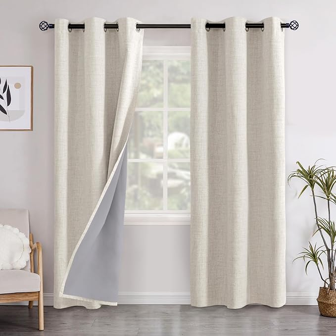 YoungsTex Linen Blackout Curtains 84 Inch Length by YoungsTex