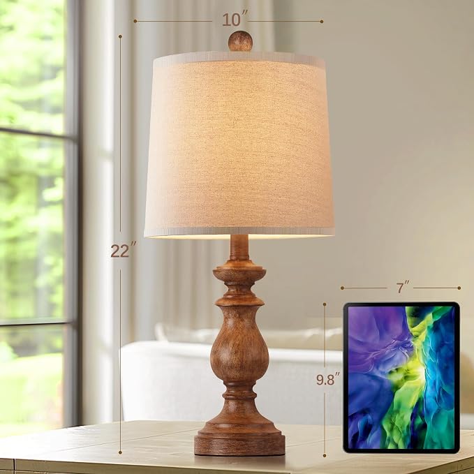Traditional Table Lamp Set of 2, Rustic Farmhouse Table Lamps - Image 3