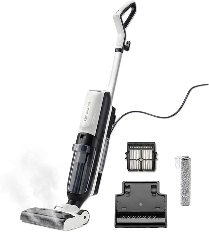 BRAWNIX Wet Dry Vacuum and Mop for Hard Floors | Digital Display | Great for Sticky Messes, Pet Hair, Picks Up Debris & Deep Scrubs | Self Cleaning | Vacuum Cleaner for Hard Floors and Area Rugs