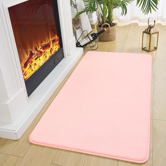 Modern Washable Runner Rugs, 2x3 Feet Pink Bedroom Runner Rug | Small Area Rugs - Image 4