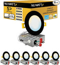 NUWATT 6 Pack, 4 Inch Ultra-Thin LED Recessed Lighting Black, 5CCT 2700K/3000K/3500K/4000K/5000K Selectable, 630LM, 9W, IC Rated, Dimmable Canless Wafer Light, Damp Rated Pot Lights with Metal J-Box