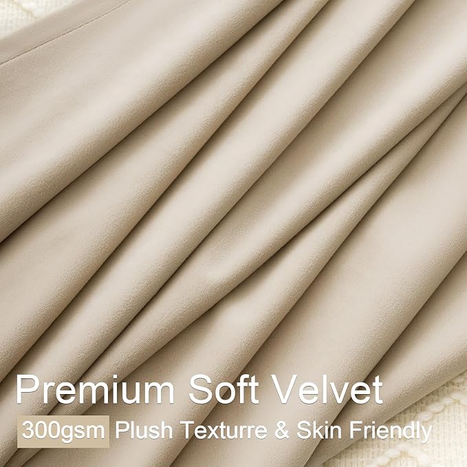 Beige Velvet Pinch Pleated Curtains 84 Inches Long - Image 4