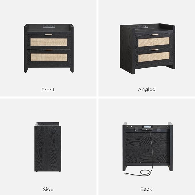 SICOTAS Rattan Nightstands Set of 2 : Bedside Table - Image 9