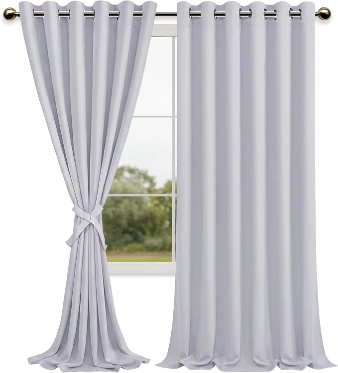 DWCN Greyish White Window Curtains – Thermal Insulated Energy Saving Drapes - Image 7