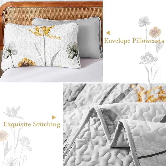 WONGS BEDDING Floral Quilt Set Queen Size - Image 5