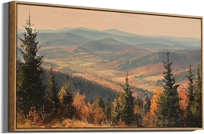 InSimSea Extra Large Framed Fall Wall Art, Autumn Mountains Forest, 20x40in | by InSimSeaArt