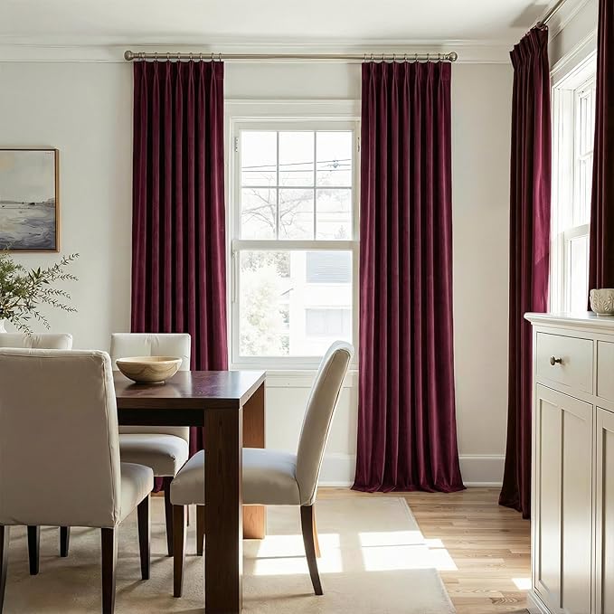 Ruby Wine Velvet Curtains 84 Inch Length - Image 2