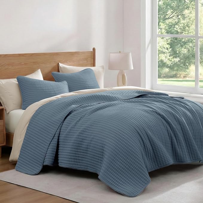 Queen Quilt-Lightweight Bedspreads Blue Queen Size Quilt Bedding Set | Soft - Image 3