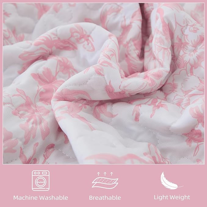 WONGS BEDDING Botanical Quilts King Size, 3 Pieces Soft Bedspread Set, - Image 5