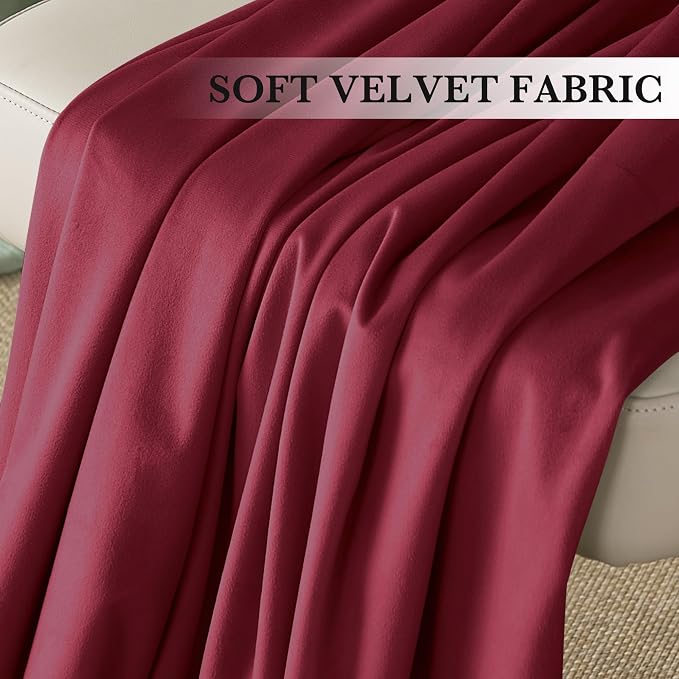 RYB HOME Velvet Curtains 102 inches Long, Extra Long High Ceiling Curtains | - Image 4
