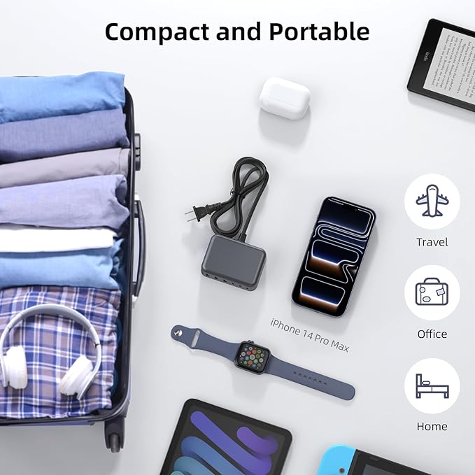 USB C Charger Block, 100W GaN 6 Port PD USB C QC USB A Wall Charger Adapter Plug Cube, Super Fast Type C Charging Station Hub for iPhone 17 16 15 14 Pro Max iPad Samsung Pixel