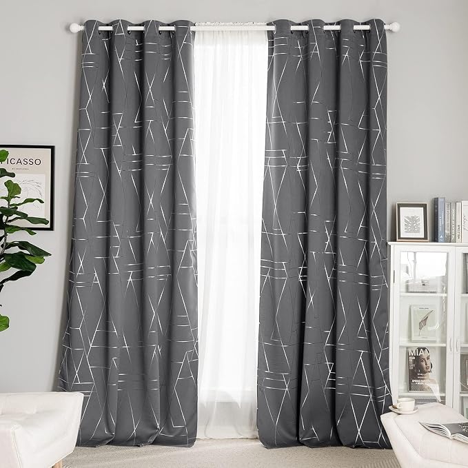 NICETOWN Blackout Curtains for Bedroom, Triangles Abstract Lines Geometric by NICETOWN