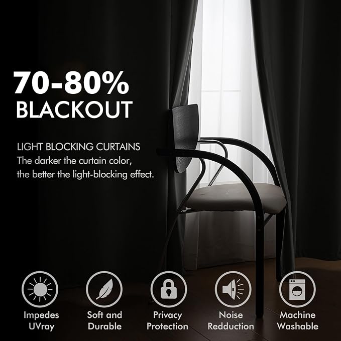 MIULEE Velvet Curtains Charcoal Grey 52 x 90 Inch Length Set of 2 | Grommet - Image 5