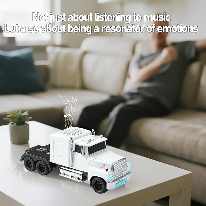 WSTER American Truck Bluetooth Speaker, Retro Car Model，Portable Wireless with HD Stereo Sound, TWS Pairing, USB/TF/AUX Playback, Unique Truck Model Speaker for Home & Outdoor(White)