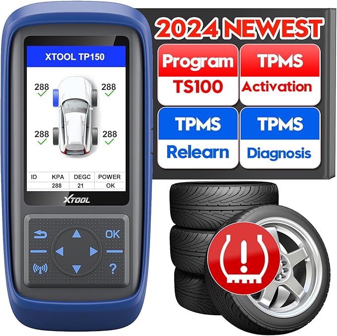 XTOOL TP150 TPMS Programming Tool, 2026 TPMS Relearn Tool, Activate/Relearn All Known TPMS Sensors, Program XTOOL TS100 Sensors (315/ 433MHz), TPMS Reset/Diagnosis