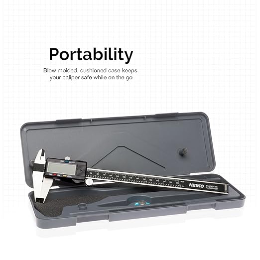 NEIKO 01408A 8” Electronic Digital Caliper Extra Large Display | 0-8 Inches | Inch/Fractions/Millimeter Conversion | Polished Stainless Steel