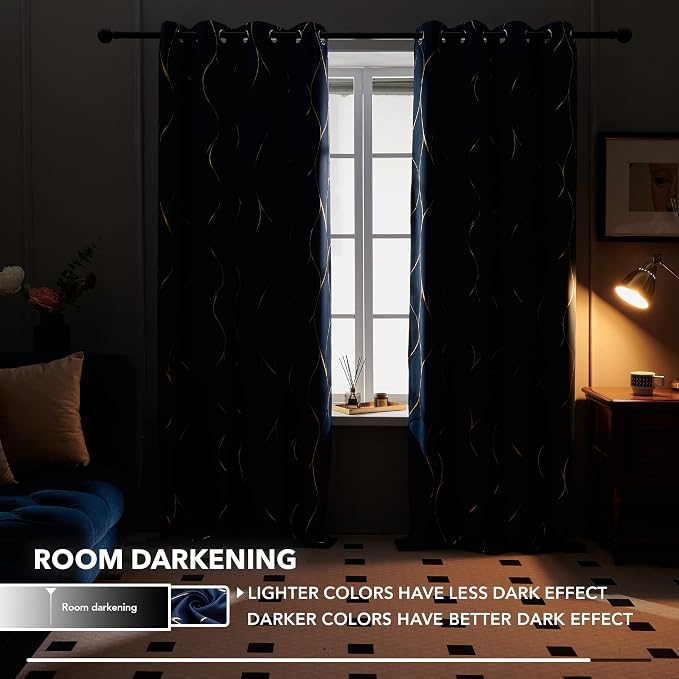 Deconovo Curtains for Living Room, Pattern Blackout Curtains 84 Inches Long | - Image 6
