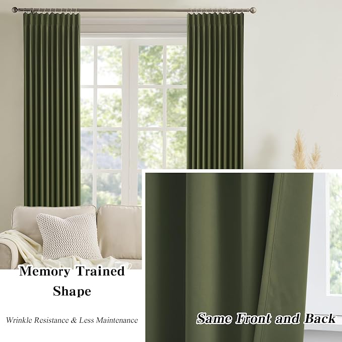 96 Inch Curtains with Pinch Pleat, Warm Cold Blocking Block Out Room Darkening - Image 5