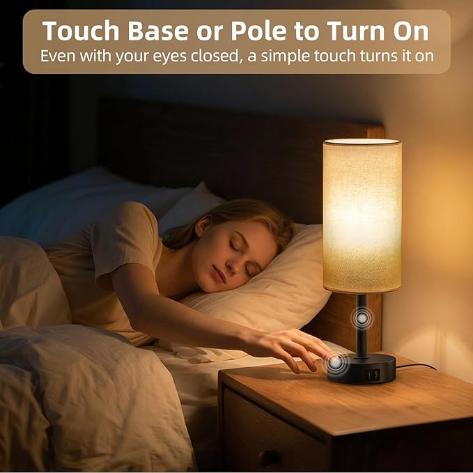 Table Lamp for Nightstand, High-Sensitivity Touch, 3-Level Dimmable Bedside Lamp - Image 4