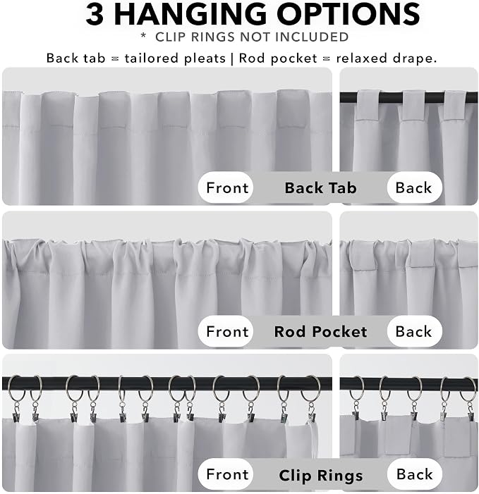 Deconovo Blackout Curtains for Bedroom, Living Room Curtains 63 Inches Long | - Image 2