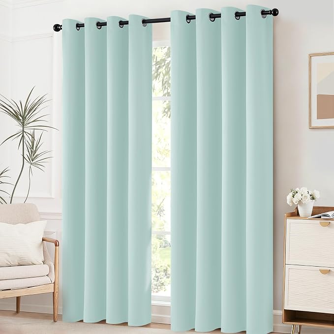 Yakamok Room Darkening Curtains 52x84 inch Length Aqua-Living Room | 2 panels - Image 2